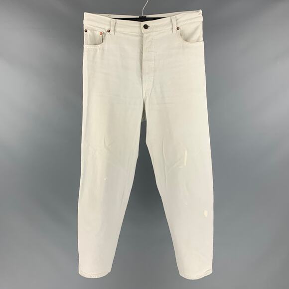 VETEMENTS Size 32 White Light Blue Cotton Button Fly Jeans - Picture 1 of 11